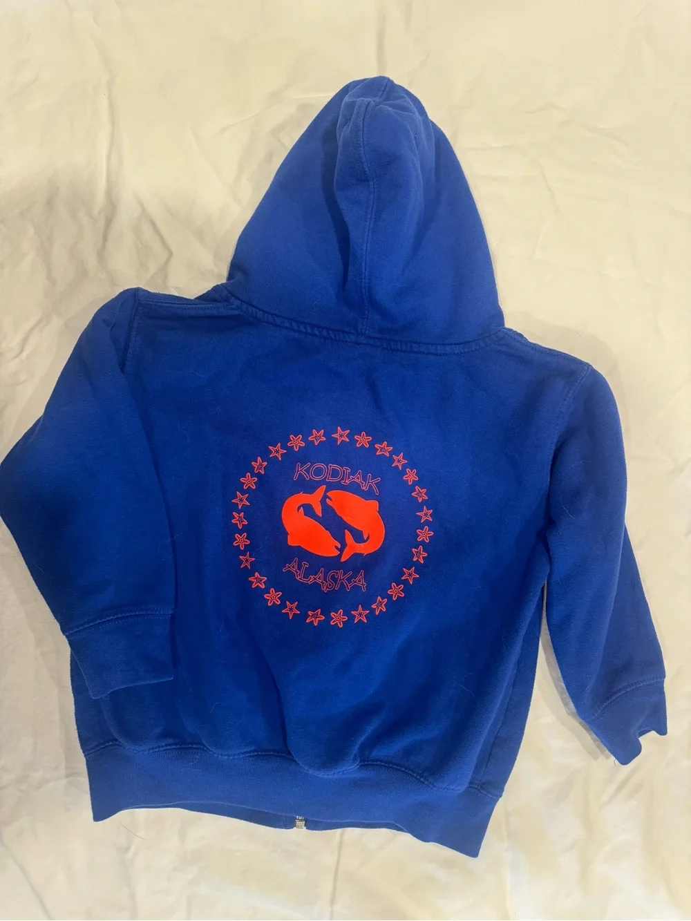 Kodiak Alaska Kids Royal Blue Hoodie with Red Seal Graphic